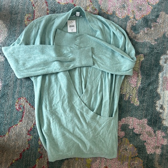 J. Jill Sweater Women's Petite Medium Faux Wrap Long Sleeve Blue NWT - Picture 1 of 4